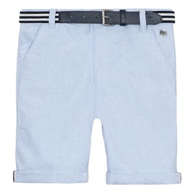 Boys' pale blue belted Oxford shorts
